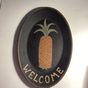 Hand Painted Pineapple Welcome Plate/ Sign By Donna White
